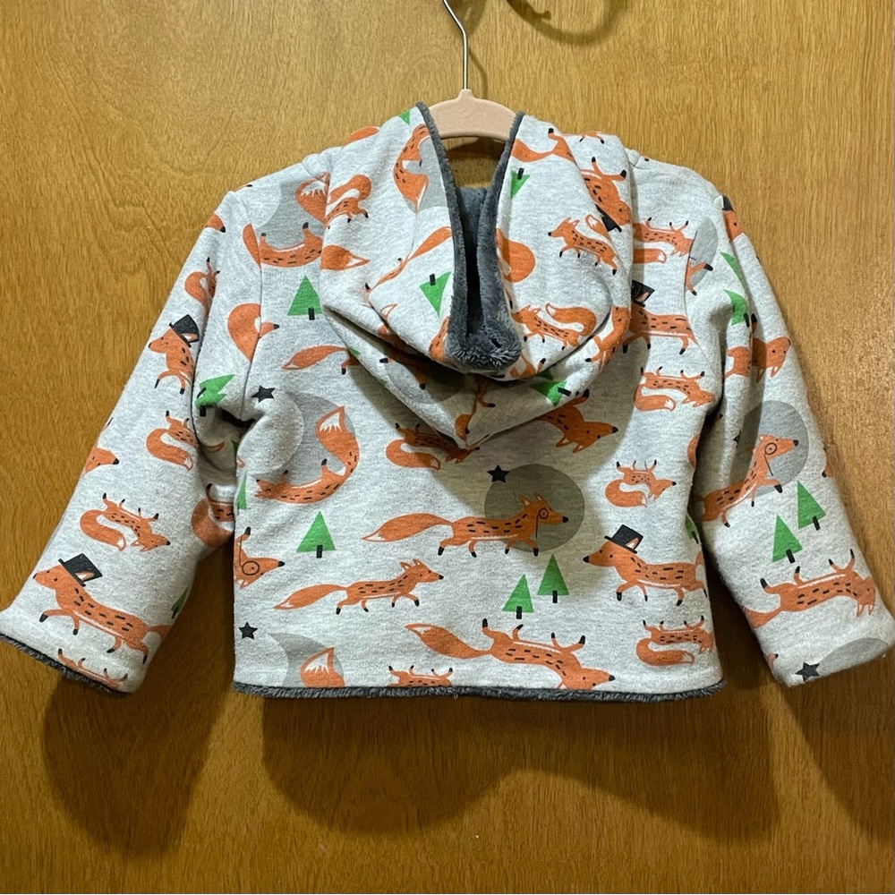 The Bonnie Mob Foxes w/ Top Hats Fleece Lined Zip Hoodie Jacket, Sz 12-18 Month - Picture 2 of 4